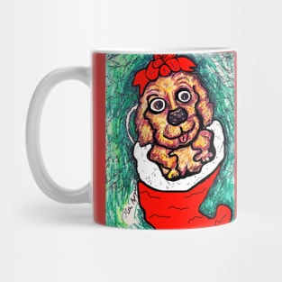 A Christmas Puppy in a Christmas Tree Mug